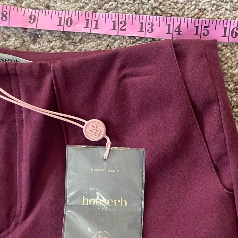 House of CB Rivi Wine Straight Leg Trousers Size L Holidays Date Night Career - Picture 7 of 12